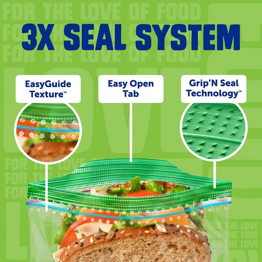 Ziploc 175 Count Sandwich and Snack Bags, Easy Open and Close, Plastic Food Storage Bags