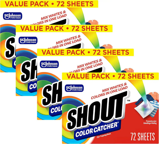 Shout Color Catcher Dye-Trapping Laundry Sheets, 72 Count, (4-Pack)