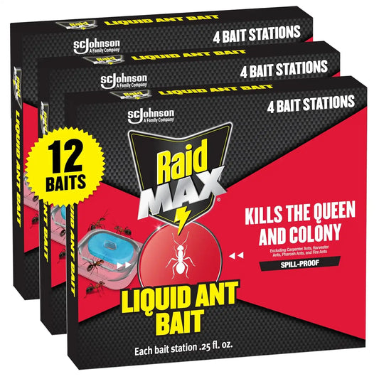 Raid MAX Liquid Ant Killer Baits, Indoor & Outdoor Use, 12 Count