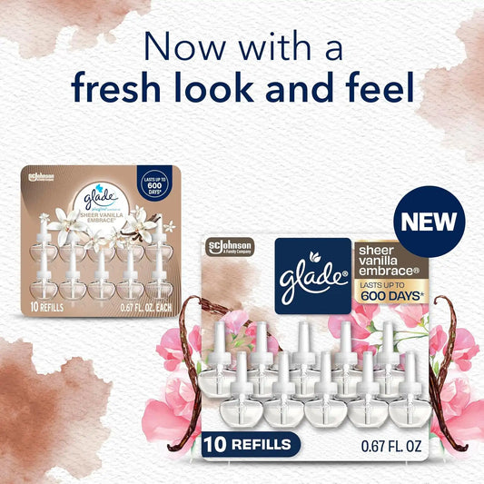 Glade PlugIns Air Freshener Refills, Sheer Vanilla, 10 Count