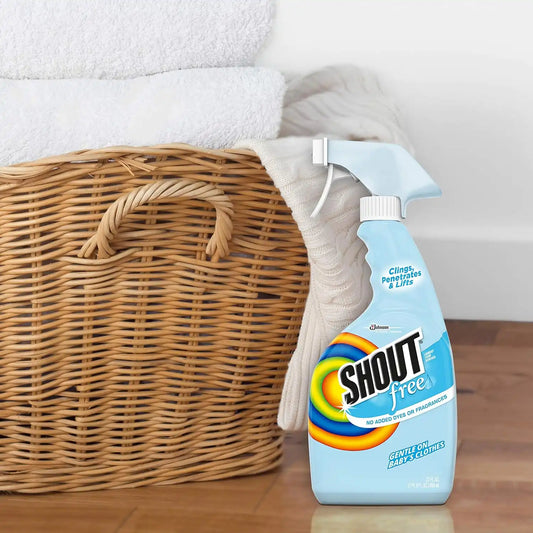 Shout Free Laundry Stain Remover Spray, Active Enzyme Formula is Fragrance, Bleach, and Dye Free, Removes Everyday Stains including Baby Stains - 22oz Spray (Pack of 2)