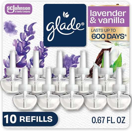 Glade PlugIns Air Freshener Refills, Lavender & Vanilla, 10 Count