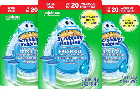 Scrubbing Bubbles Fresh Gel Toilet Bowl Cleaner Refills, 12 Count, (3-Pack)