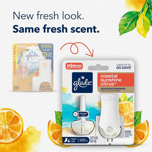 Glade PlugIns Air Freshener Refills, Coastal Sunshine Citrus, 5 Count