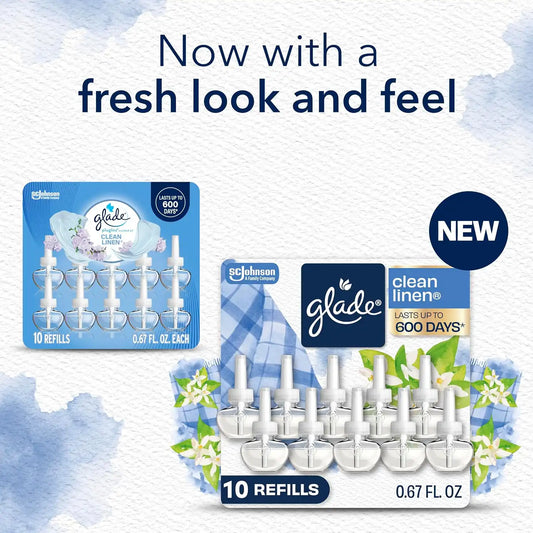 Glade PlugIns Air Freshener Refills, Clean Linen, 10 Count